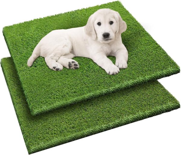 2 Pack 26"x30" Dog Grass Pee Pads, Reusable Artificial Grass Turf Rug for Puppy & Cats, Washable Fake Grass Mat Dog Pee Pad Replacement Outdoor Indoor Potty Training Pads with Drainage Holes