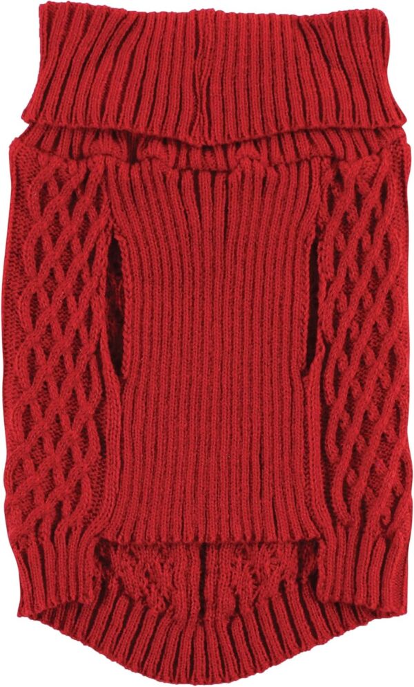 Luvable Friends Dogs and Cats Cableknit Pet Sweater, Red, Medium - Image 4