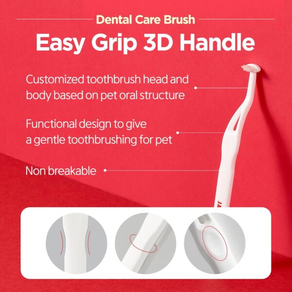 Dental Care Brush (Soft Bristles) - Toothbrush for Cat and Small Dog with Horizontal Head & Easy Grip Handle (5) - Image 3