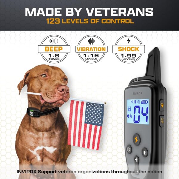 INVIROX Dog Shock Collar [2024 Edition] 123 Levels Dog Training Collar with Remote 1100yd Range E Collar for Dogs Training 100% Waterproof Rechargeable Shock Collar with Remote - Image 2