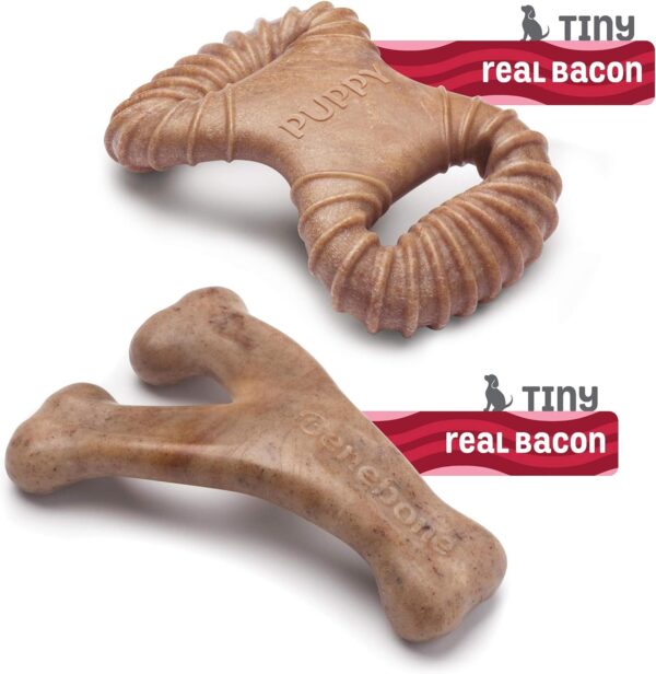 Benebone Puppy 2-Pack Dental Chew/Wishbone Dog Chew Toys, Made in USA, Real Bacon Flavor - Image 3