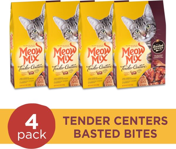 Meow Mix Tender Centers Basted Bites Dry Cat Food, Chicken & Tuna Flavor, 3 Pound (Pack of 4), Crunchy Outside Meaty Inside - Image 2