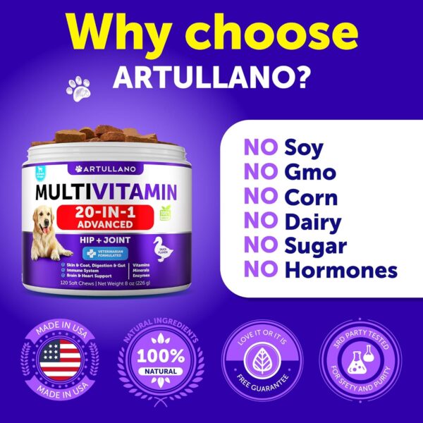 Dog Multivitamin Chewable with Glucosamine 20 in 1 - Dog Vitamins and Supplements - Senior & Puppy Multivitamin for Dogs - Pet Joint Support Health - Immunity, Mobility, Gut Skin - 120 Chews - Image 5