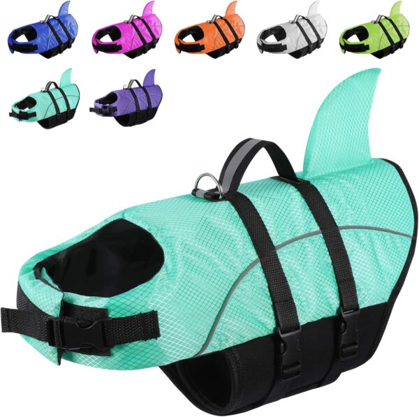 Queenmore Small Dog Shark Life Jacket,Dog Life Vest for Swimming Boating kayaking,High Buoyancy Puppy Dog Life Preserver,Reflective Light Dog Lifesaver with Strong Rescue Handle (Light Blue,XS) - Image 7