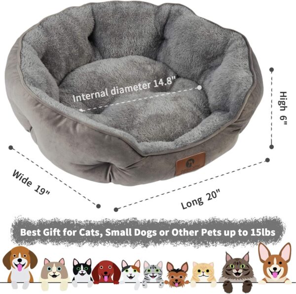 Small Dog Bed for Small Dogs, Cat Beds for Indoor Cats, Pet Bed for Puppy and Kitty, Extra Soft & Machine Washable with Anti-Slip & Water-Resistant Oxford Bottom, Grey, 20 inches - Image 3