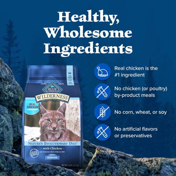 Blue Buffalo Wilderness Nature's Evolutionary Diet High-Protein, Grain-Free Natural Dry Food for Adult Cats, Chicken, 11-lb. Bag - Image 6