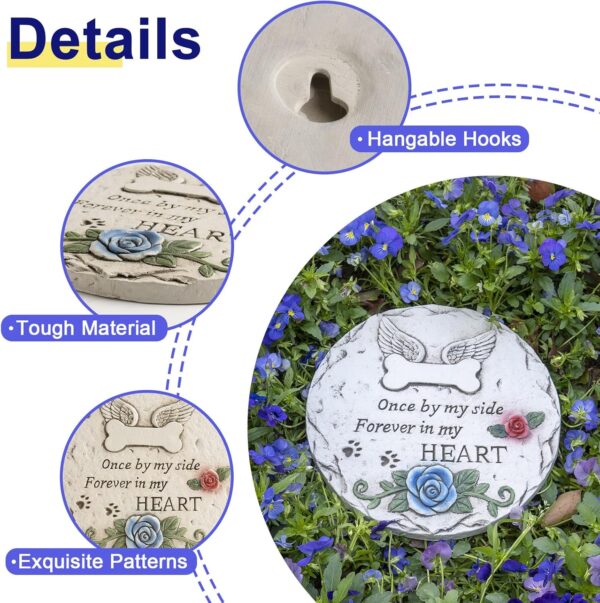 Pet Memorial Stone for Loss Dog or Cat, Dog Passing Away Sympathy Bereavement Gifts, Pet Grave Markers with Paw Prints Funerary Headstones Outdoor Garden - Image 3