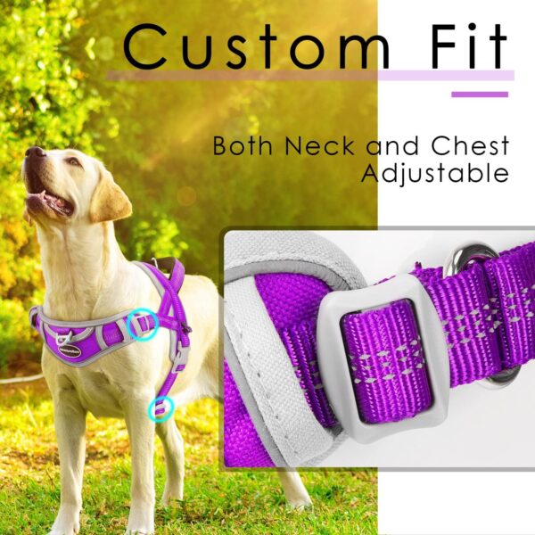 ADVENTUREMORE Dog Harness for Large Dogs No Pull, Sport Dog Halter Harness Reflective Breathable Dog Vest Escape Proof Dog Harness with Easy Control Front Clip Handle for Training Walking L Purple - Image 2