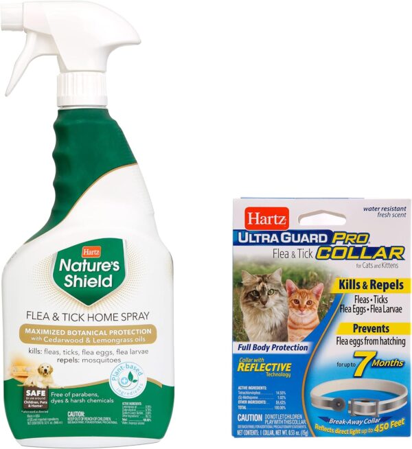 Hartz Flea & Tick Cat Bundle with UltraGuard Pro Flea & Tick Cat Collar and Nature's Shield Home Spray for Complete Flea & Tick Protection