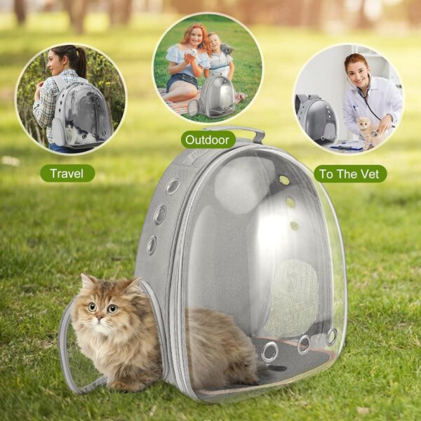 Cat Carrier Backpack Portable Pet Travel Solution Pet Carrier Dog Carrier Backpack Bag Space Capsule for Small Medium Cat Puppy Dog Travel Hiking Walking Camping Up to 17Lb (Grey) - Image 5