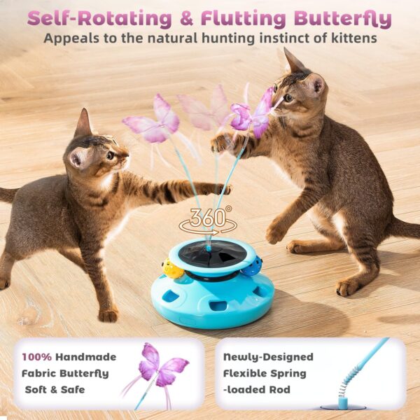 4-in-1 Interactive Cat Butterfly Toy,Automatic Ambush Feather with Track Balls,Electronic Robotic Electric Cat Toy for Indoor Cats/Kittens,USB Charging,Random Movement - Image 3