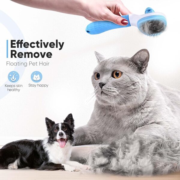 Cat Brush Self Cleaning Slicker Brush with Release Button, Dog Shedding Brush for Grooming, Cat Comb Pet Massage Tool Suitable for Long or Short Pet Hair Cleaner, Removes Tangles & Loose Fur - Image 6