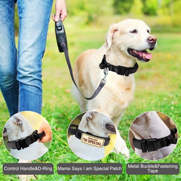 Tactical Dog Collar - KCUCOP Military Dog Collar with Mama Says I m Special Patch Thick with Handle K9 Collar Tactipup Dog Collars Adjustable Heavy Duty Metal Buckle for Medium and Large Dogs(Black-L) - Image 7