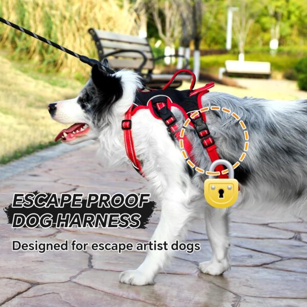 Escape Proof Dog Harness Medium Sized Six Point Adjustable, Soft Padded Full Body No Pull Dog Harness and Leash Set, Reflective Dog Vest Harness with Handle, Dog Harness for Medium Size Dog（Black, M - Image 3