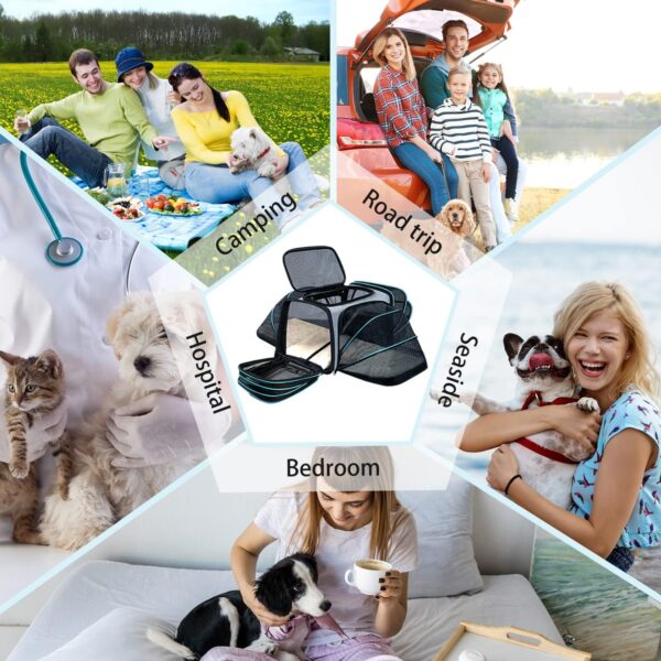 Cat/Dog Airline Approved Expandable Pet Carrier for Small Pets - Removable Pad, Pockets, TSA Compliant - Image 7