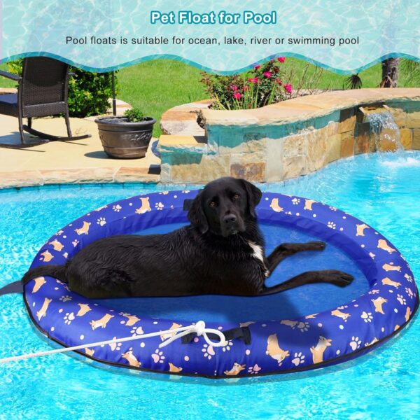 Inflatable Dogs Pool Float with Rope,Dogs Swim Raft Floating Mat,Pet Float for Small Medium Puppy Swimming - Image 2