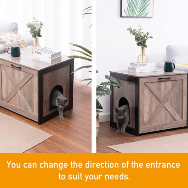 DWANTON Cat Litter Box Furniture Hidden, Cat Litter Box Enclosure, Reversible Entrance Can Be on Left or Right Side, Indoor Cat Box Cabinet, Wooden Cat Washroom, End Table, Nightstand - Image 3