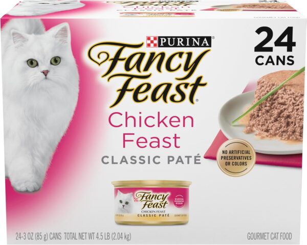 Fancy Feast Chicken Feast Classic Pate Collection Grain Free Wet Cat Food Multi-Pack - (Pack of 24) 3 oz. Pull-Top Cans