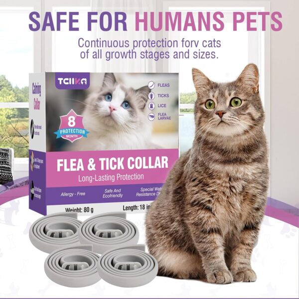 Flea Collar for Cats 4 Pack Cat Flea Collar 8 Months Long-Term Protection Natural Cat Flea and Tick Collar Waterproof Kitten Flea Collar Suitable for all Cats Flea and Tick Collar for Cats Flea Collar - Image 7