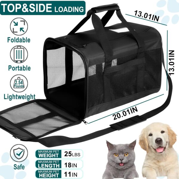 Cat Dog Pet Carrier for Medium to Large Cats (20+ lbs) and Small Dogs -Top Loading, Portable & Collapsible Cat Travel Bag Dual Kitten Sturdy Crate for Long Journeys - Holds Up to 25lbs - Image 6