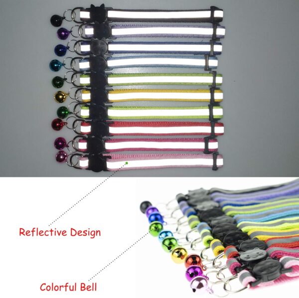 Cat Collars with Bell, Breakaway Cat Collars, Reflective Cat Collars, Nylon Cat Collars with Bell, Collars for Cats (4 Colors) - Image 4