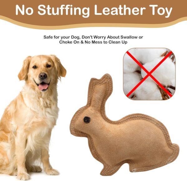 SPOT Dura-Fused Leather Rabbit - Durable Dog Toy with Squeaker, Real Leather & Jute Fabric, Interactive Toy for Moderate & Aggressive Chewers, Small and Medium Dogs and Puppies, 7.5in - Image 9