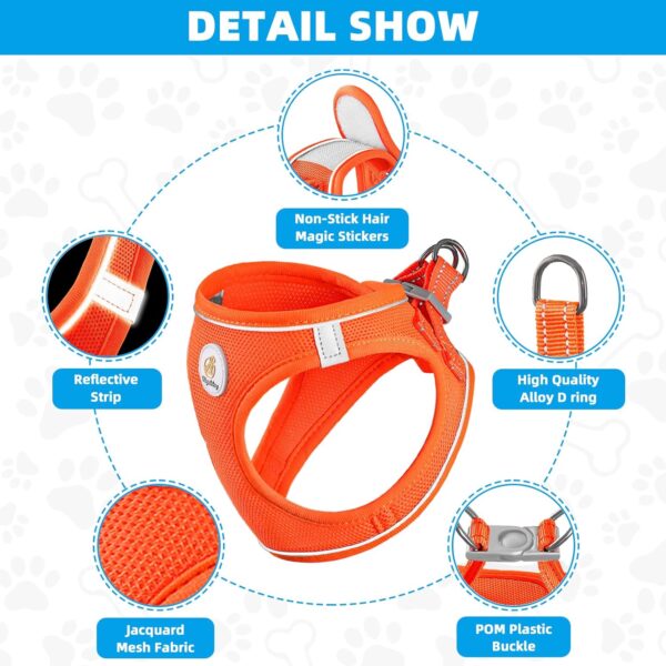 Dog Harness with Leash Set, Step in Adjustable Dog Harness with No Pull Soft Mesh Pet Harness Reflective Puppy Vest for Walking, Running, Training, Small Medium Large Dogs(Pure Orange,XXS) - Image 3