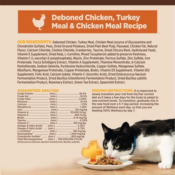 Wellness CORE+ Grain-Free High Protein Adult Dry Cat Food, Chicken, Turkey & Chicken Meal Indoor Formula Dry Cat Food, 11 Pound Bag - Image 7