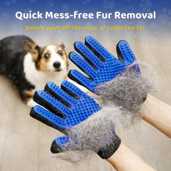 Abudbes 2024 Upgrade Pet Grooming Gloves for Gentle Shedding Dog Washing Gloves Efficient Pets Hair Remove Cat Gloves for Grooming Dog Bathing Gloves -1 Pair(Blue), Large - Image 3