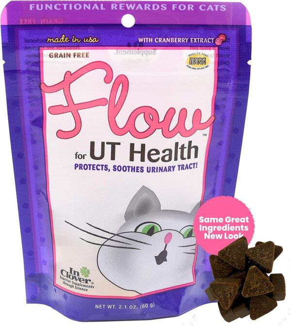 In Clover Flow Soft Chews for Daily Support for UT Health in Cats, Scientifically Formulated with Natural Ingredients for a Healthy Urinary Tract. 2.1oz. (60gm)