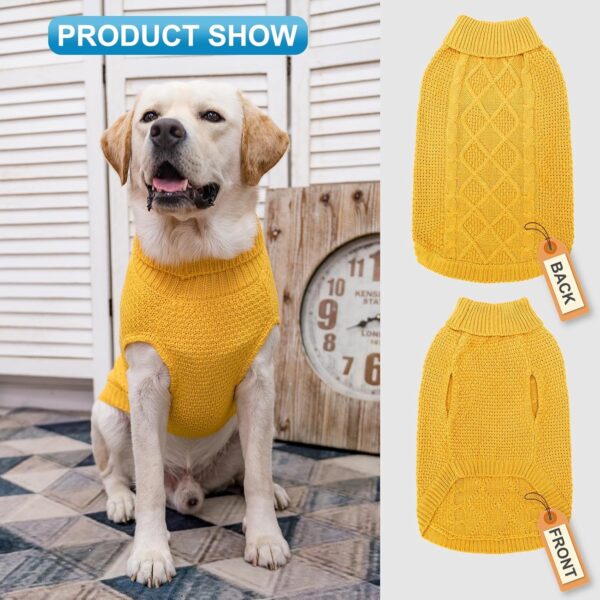 Mihachi Turtleneck Dog Sweater - Winter Coat Apparel Classic Cable Knit Clothes with Leash Hole for Cold Weather, Ideal Gift for Pet in New Year - Image 3