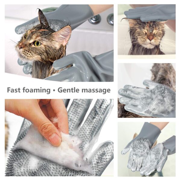 Pet Grooming Gloves - Gentle Dog Bathing Shampoo Brush - Massage Mitt with Enhanced Five Finger Design - Efficient Deshedding Glove for Dogs, Cats, Rabbits and Horses - 1 Pack - Image 5