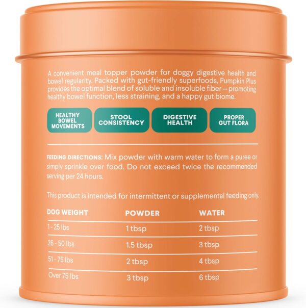 Finn Pumpkin Plus: Fast-Acting Digestive Relief for Loose Stool, Constipation, and Sensitive Stomachs | Superfood Meal Topper Powder for Dogs - Image 4