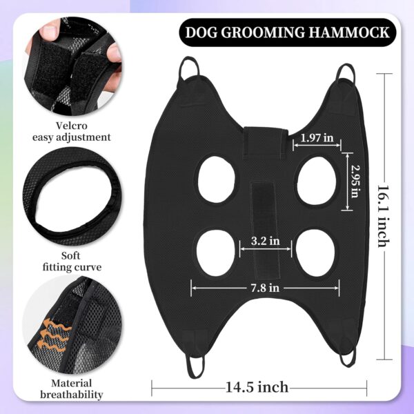 Cat Grooming Hammock Pet Hammock Cat Nail Clipper Hammock for Nail Trimming Dog Sling for Nail Clipping Dog Hanging Harness (Black XS) - Image 2