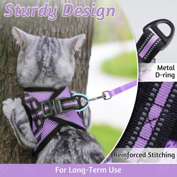 rabbitgoo Cat Harness and Leash Set for Walking Escape Proof, Adjustable Soft Kittens Vest with Reflective Strip for Cats, Comfortable Outdoor Vest, Light Purple, S - Image 5