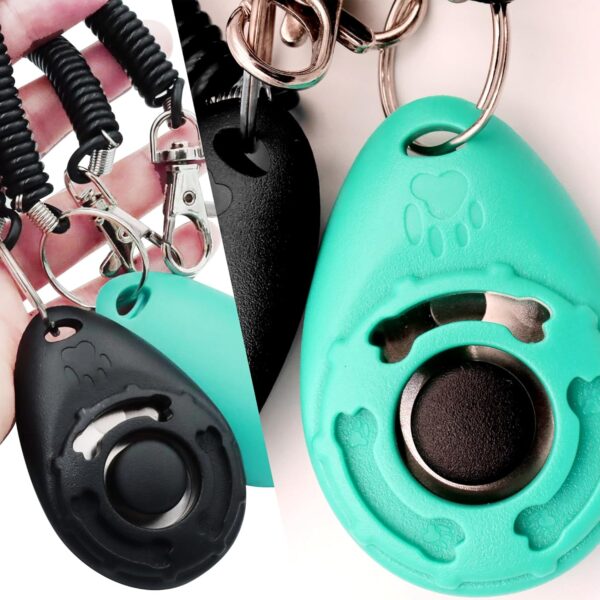 Pet Training Clicker with Wrist Strap - Dog Training Clickers (Black +Bluegreen) - Image 4