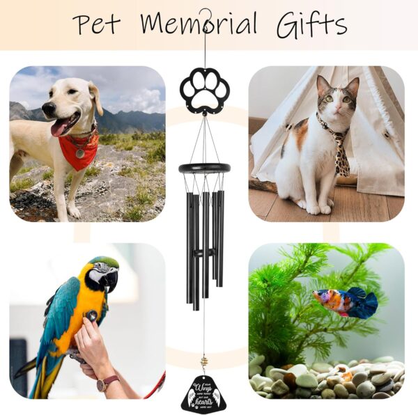 Dog Memorial Gift for Loss of Dog, Pet Remembrance Black Wind Chime with Pet Paw, Sympathy Gift, Dog Bereavement Passing Away Present, Wing - Image 3