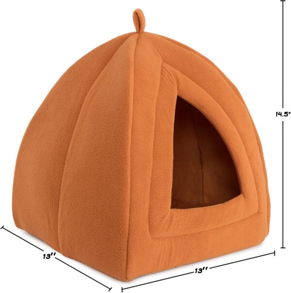 Cat House - Indoor Cat Bed with Removable Foam Cushion - Pet Tent for Kittens, Rabbits, Guinea Pigs, and Other Small Animals by PETMAKER (Brown) - Image 2