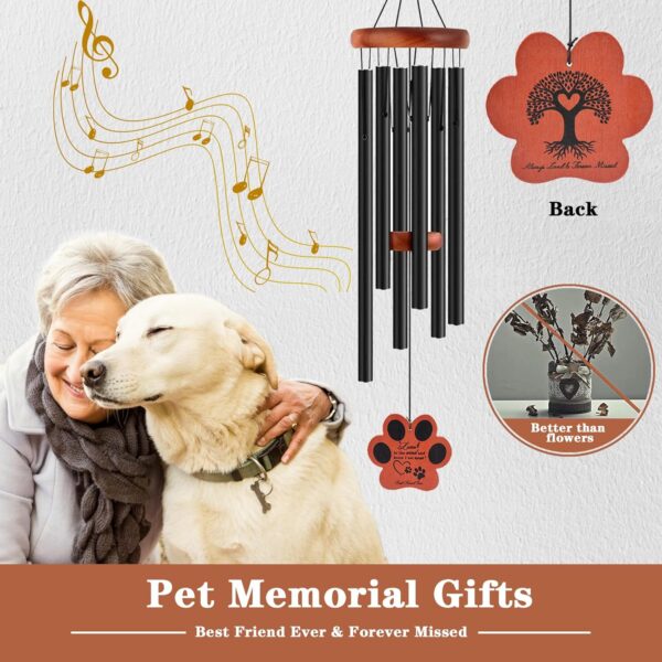 Pet Memorial Wind Chime, 28" Dog Memorial Gifts for Loss of Dog, Black Paw Pendant Pet Loss Gifts, Dog Sympathy Bereavement Remembrance Gift - Image 6