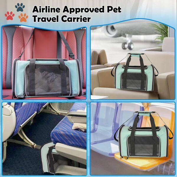 Dog Cat Carrier Pet Carriers for Small Medium Large Cats Dogs Carrier Soft Sided Small Puppy Dog Carrier Portable Foldable Airline Approved Dog Cat Travel Carrier Green Medium - Image 6