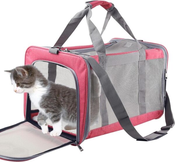 Cat Dog Carrier for Small Medium Cats Pet Carrier for Large and Medium Cats Puppies Portable Cat Carrier Soft Pet Carrier for Cats Cat Bag Carrier Airline Approved Cat Carrier(Large, Pink) - Image 4