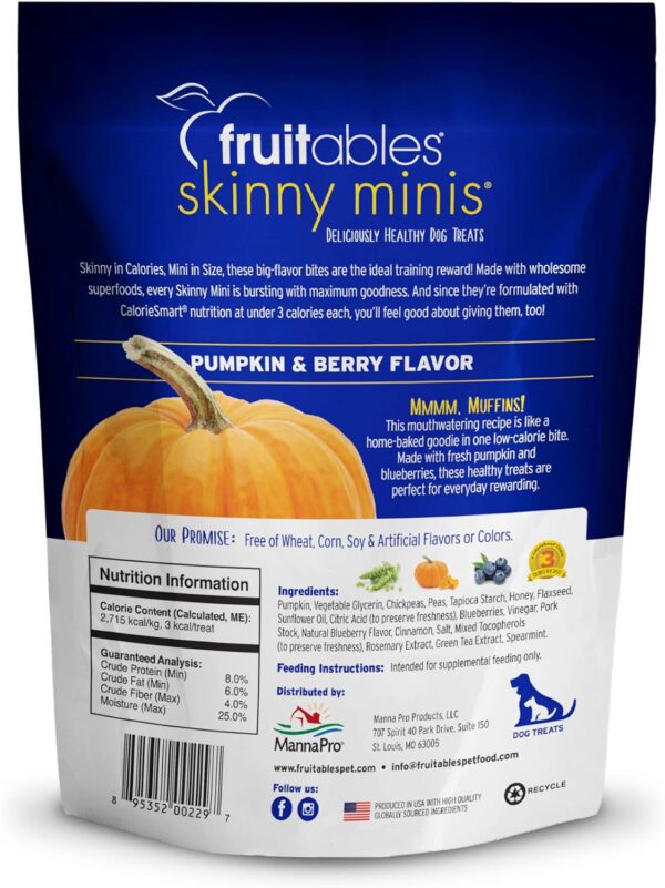 Fruitables Skinny Mini Dog Treats – Healthy Soft Dog Treats – Training Treats – Pumpkin & Berry Flavor – 5 Ounces - Image 2