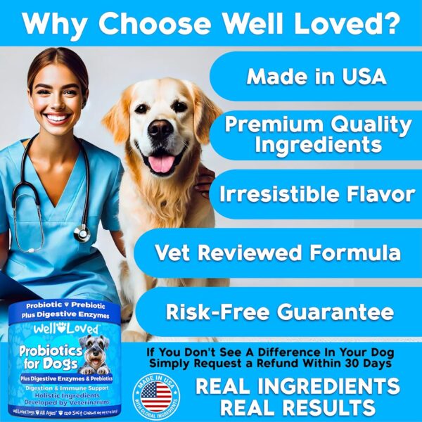 Probiotics for Dogs, Dog Probiotics and Digestive Enzymes, Made in USA, Vet Developed, Dog Probiotic Chews with Prebiotics, Diarrhea Treatment, for Itchy Skin, Gut Health & Gas Relief - Image 5