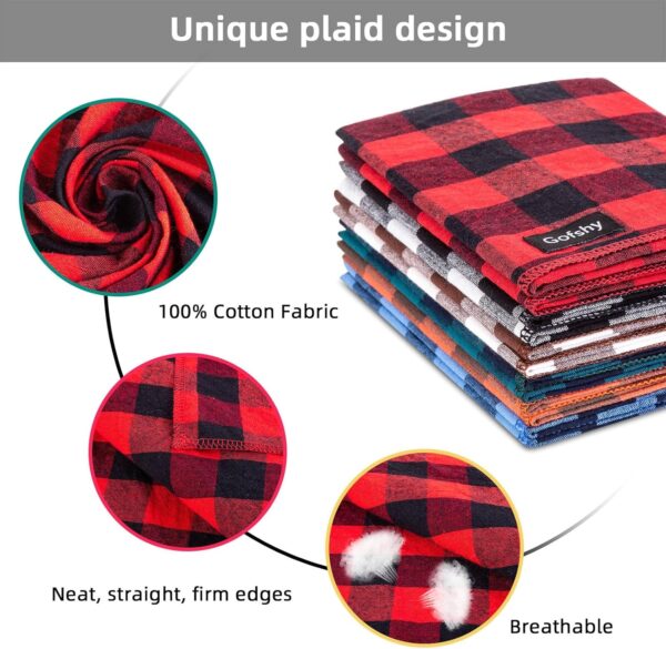 Boy Dog Bandana Small-Blue Black Dog Scarf Buffalo Plaid Printing Adjustable Bib Handkerchief Accessories for Small Dogs Cats (S) - Image 3