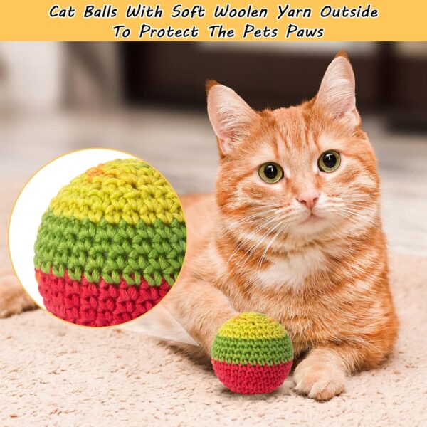 Retro Shaw Cat Toys Balls, Woolen Yarn Cat Ball Toy with Bell Inside, Cat Toys for Indoor Cats, Interactive Cat Chew Toys for Kitty Kitten, 6 Pack - Image 2