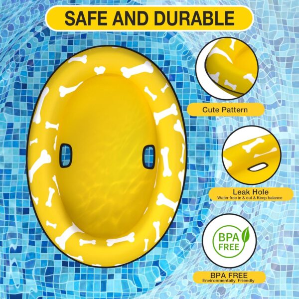 Pet Soft Dog Float Raft - Inflatable Dog Swimming Float for Summer (Small, Yellow Bones) - Image 3