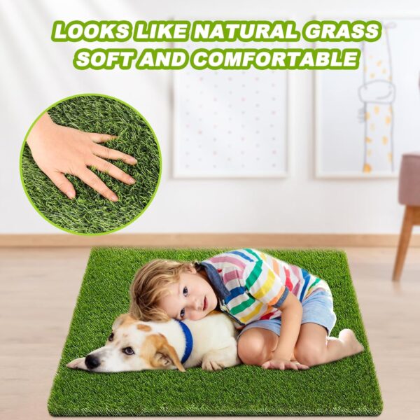 2 Pack 26"x30" Dog Grass Pee Pads, Reusable Artificial Grass Turf Rug for Puppy & Cats, Washable Fake Grass Mat Dog Pee Pad Replacement Outdoor Indoor Potty Training Pads with Drainage Holes - Image 4