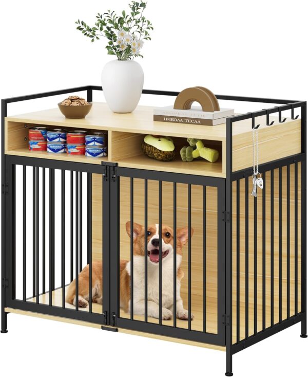 YITAHOME Large Dog Crate, 41" Heavy Duty Dog Kennel with 2 Drawers End Table, Wooden Dog Cage Indoor Dog House Pet Crate Table with Double Doors for Large Medium Small Dogs, Walnut Color - Image 8