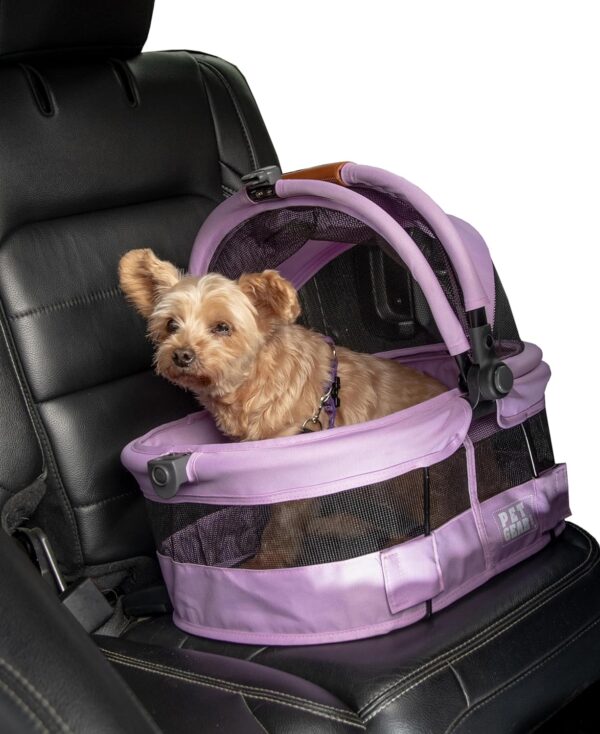 Pet Gear VIEW 360 Ultra Lite Pet Safety Carrier & Car Seat for Small Dogs & Cats Push Button Entry, 15", Larkspur