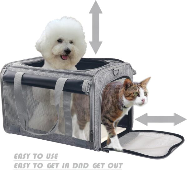 Large cat Carrier Pet Carrier Dog Carrier for Cats Dogs Soft Sided Cat Travel Carrier Airline Approved Rabbit Carrier Reptile Carrier Small Animal Carriers Kitten Carrier(Large Grey) - Image 2